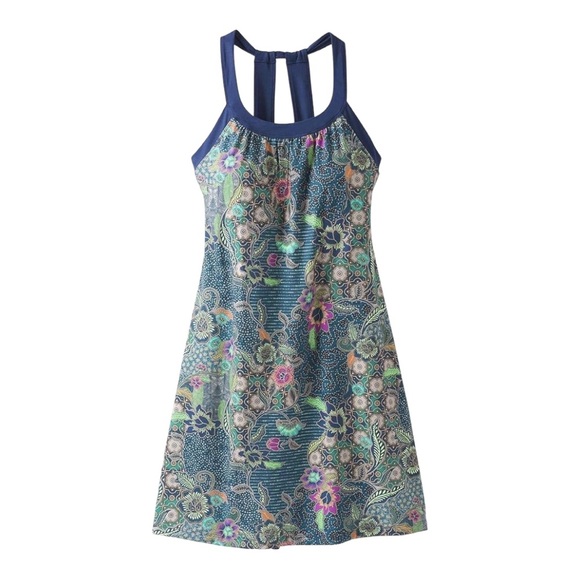 Prana Cantine Blue Floral Paisley Athletic Exercise Dress - Blue Anchor Kona - S - Picture 3 of 12